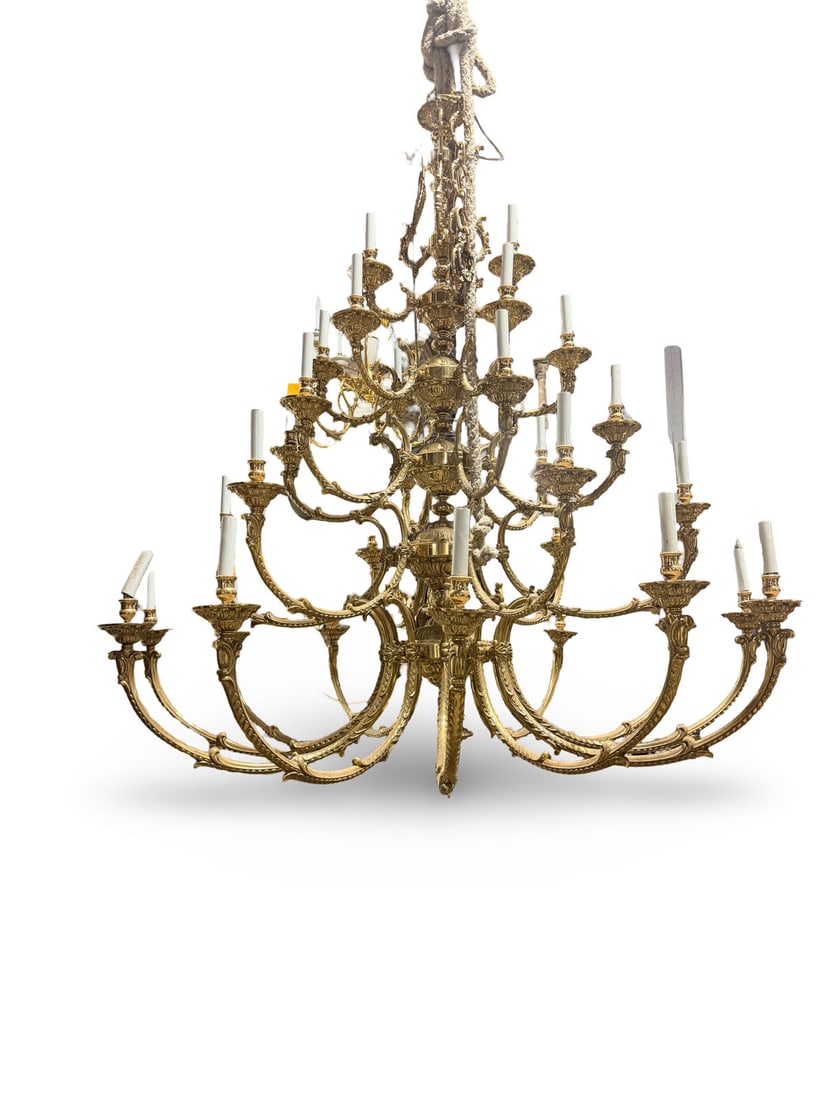 Reclaimed solid brass 33 arm chandelier - 5