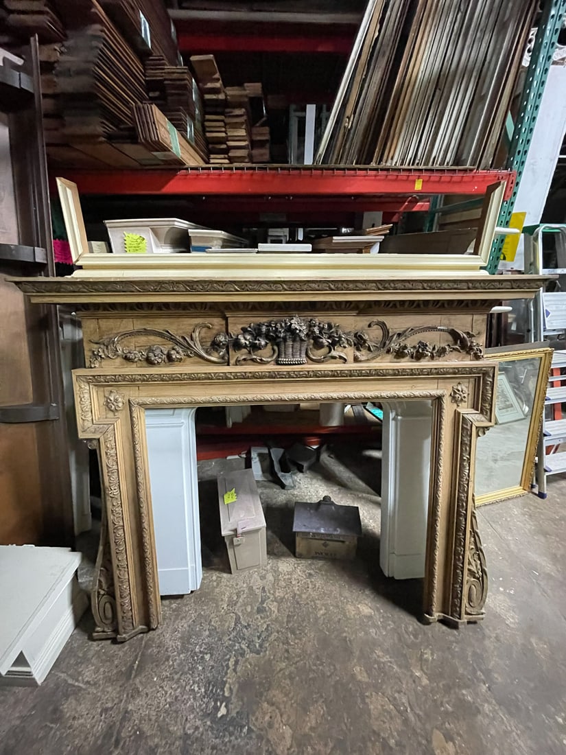 Reclaimed antique cypress fireplace mantle from France (1 of 12)