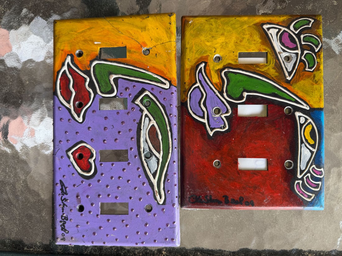 Pair of hand painted light switch plates by artist LaShun Beal (1 of 7)
