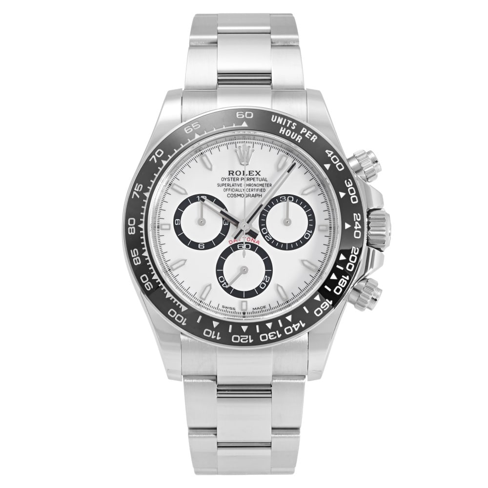Rolex Daytona Réf. 126500LN 40mm — 2026: RolexModel : DaytonaReference : 126500LNDiameter : 40mmDial : Blanc & Noir - PandaBracelet : OysterBezel : CeramicCase : SteelMovement : Automatic self-winding mechanicalCondition : Near NewEra : 2025