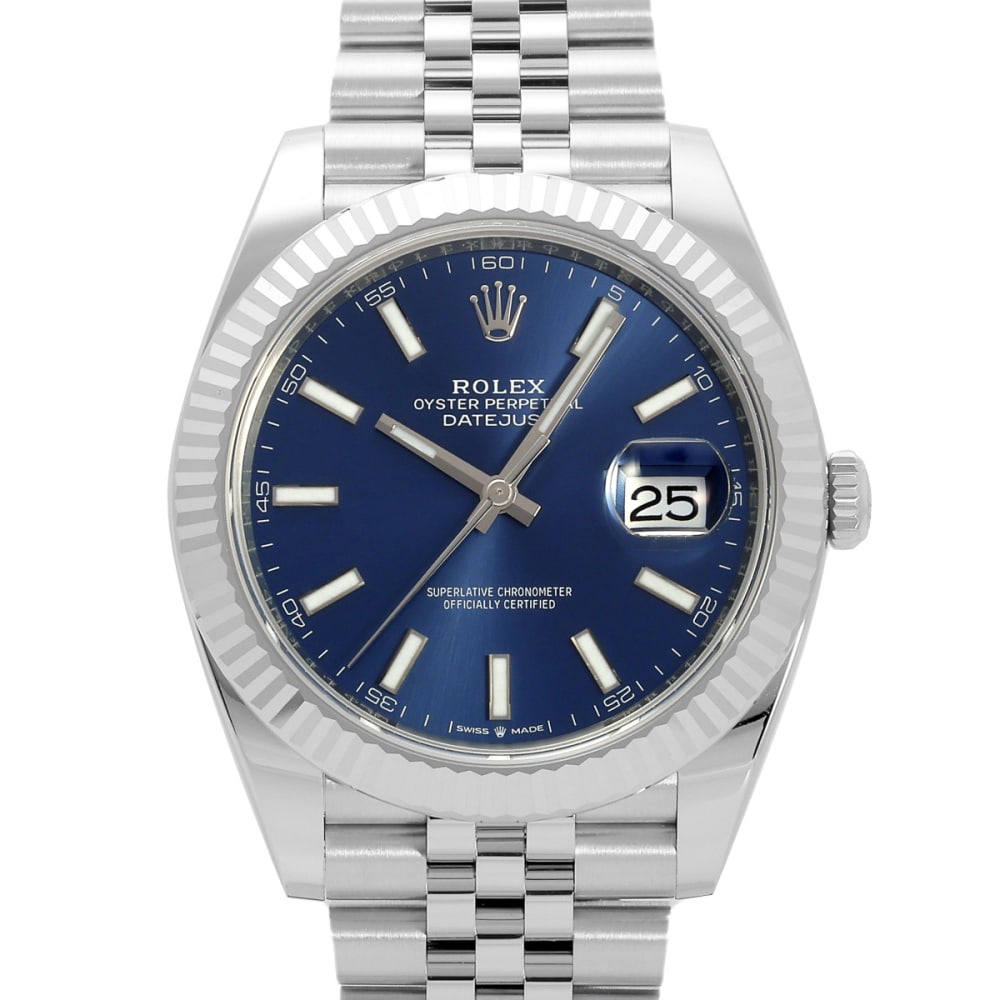 Rolex Datejust Réf. 126334 41mm — 2026: RolexModel : DatejustReference : 126334Diameter : 41mmDial : BlueBracelet : JubileeBezel : Cannelée Or BlancCase : SteelMovement : Automatic self-winding mechanicalCondition : Near NewEra : 2025Inclu