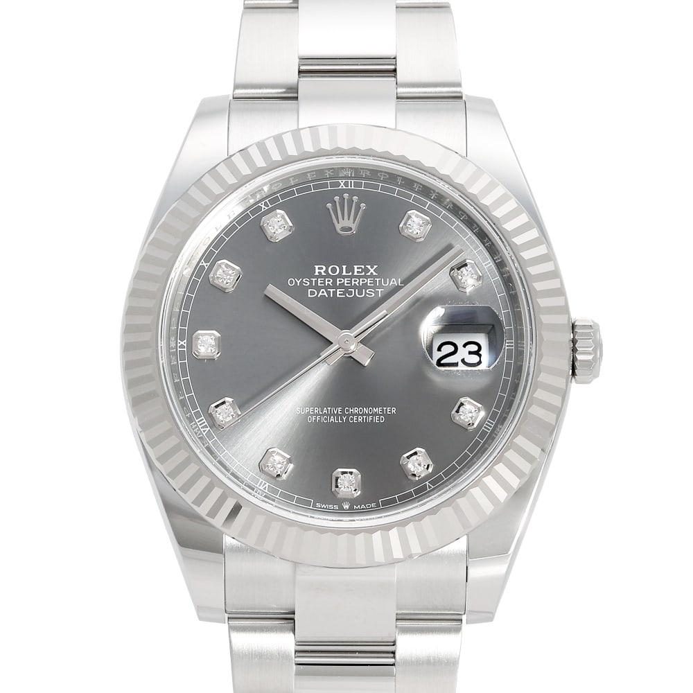 Rolex Datejust Réf. 126334 41mm — 2026: RolexModel : DatejustReference : 126334Diameter : 41mmDial : Rhodium / DiamantsBracelet : Oyster AcierBezel : Cannelée Or BlancCase : SteelMovement : Automatic self-winding mechanicalCondition : Near