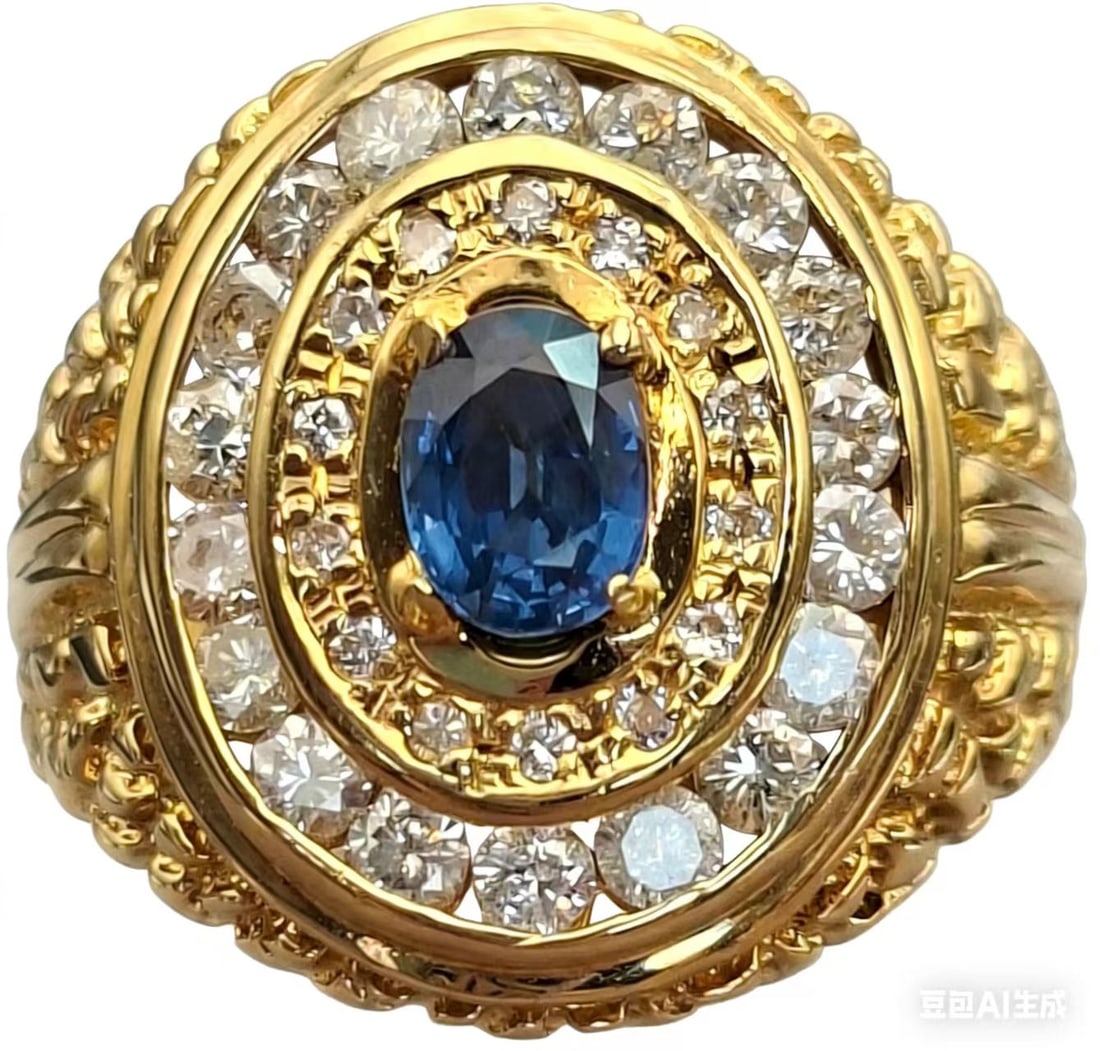 18K Sapphire Diamond Ring (1 of 2)