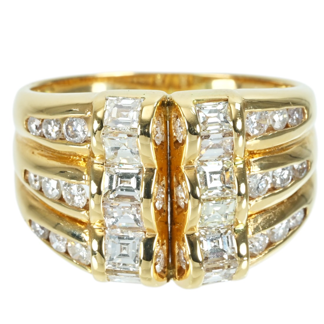 18K Diamond Ring: Type: Ring Metal:18K Yellow GoldWeight:7.7gramsDiamond:1.57ctSize:6(US)Condition: Pre-OwnedSigned By: N/A