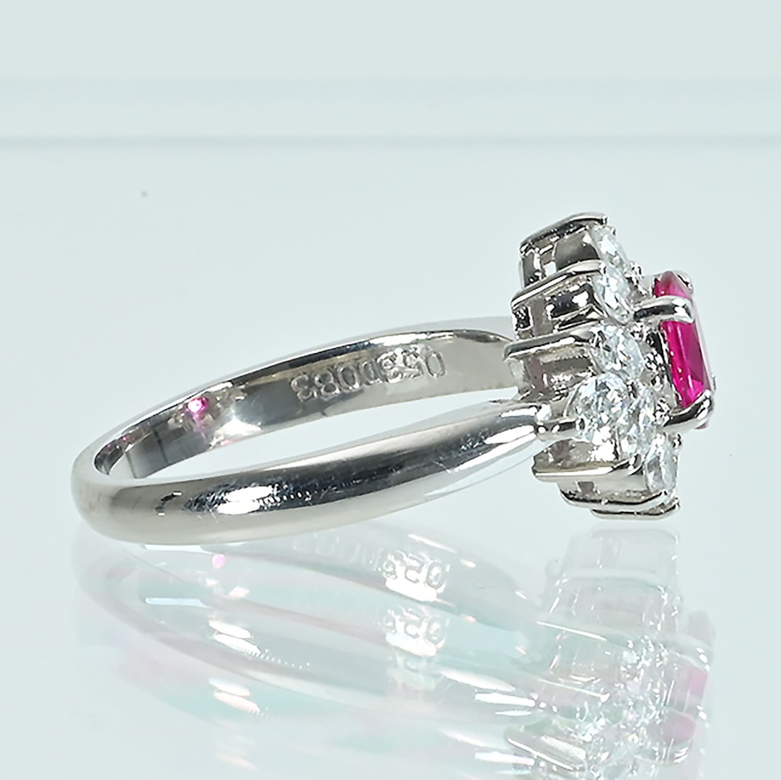 Pt850 Ruby Diamond Ring - 4
