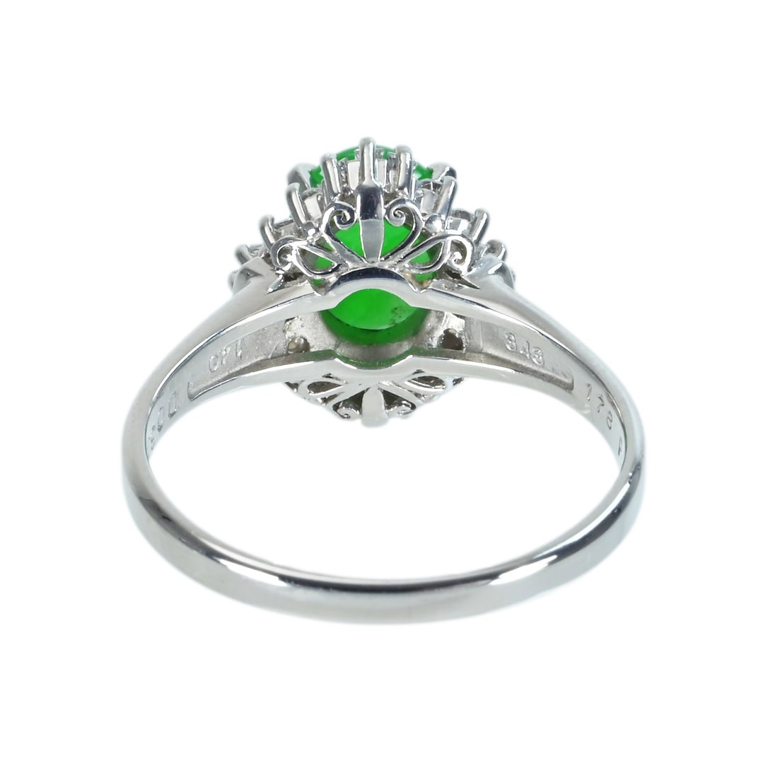 Pt900 Jade Diamond Ring - 4