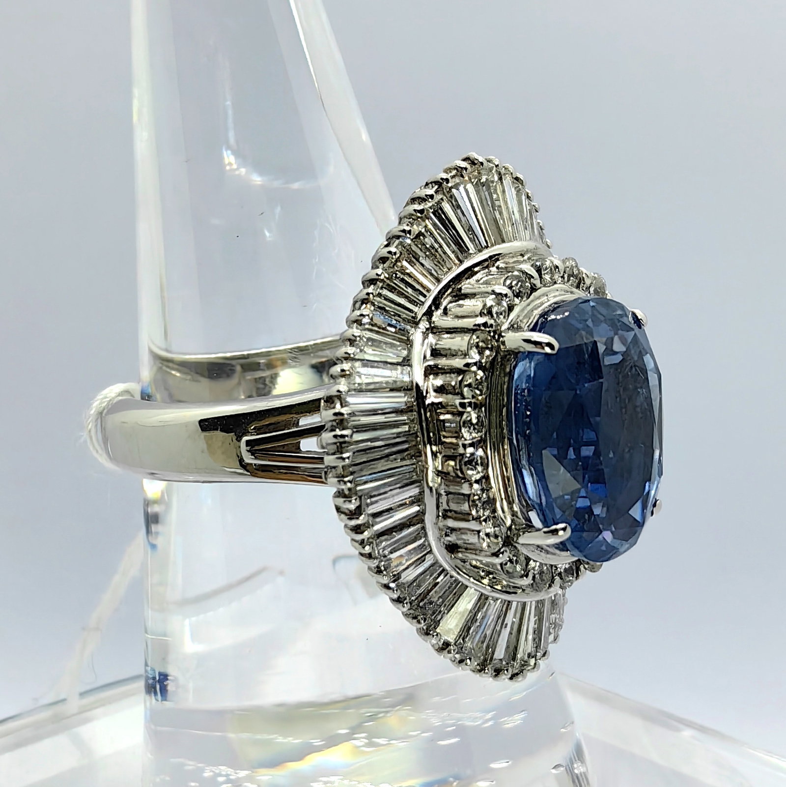 Pt900 Sapphire Diamond Ring - 2