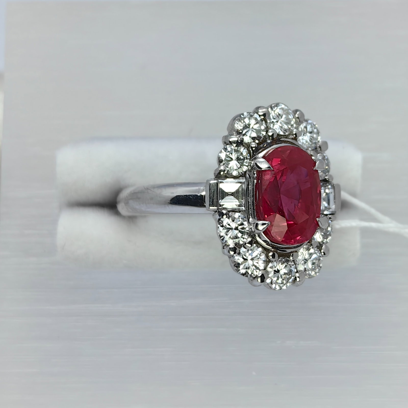 Pt900 Burma Pinkish H Ruby Diamond Ring - 2