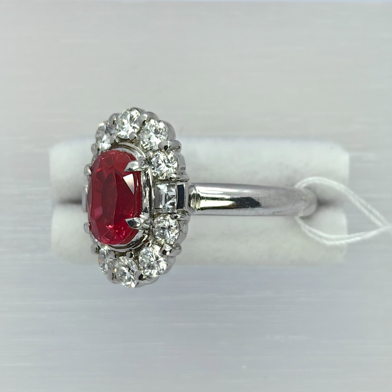 Pt900 Burma Pinkish H Ruby Diamond Ring - 3