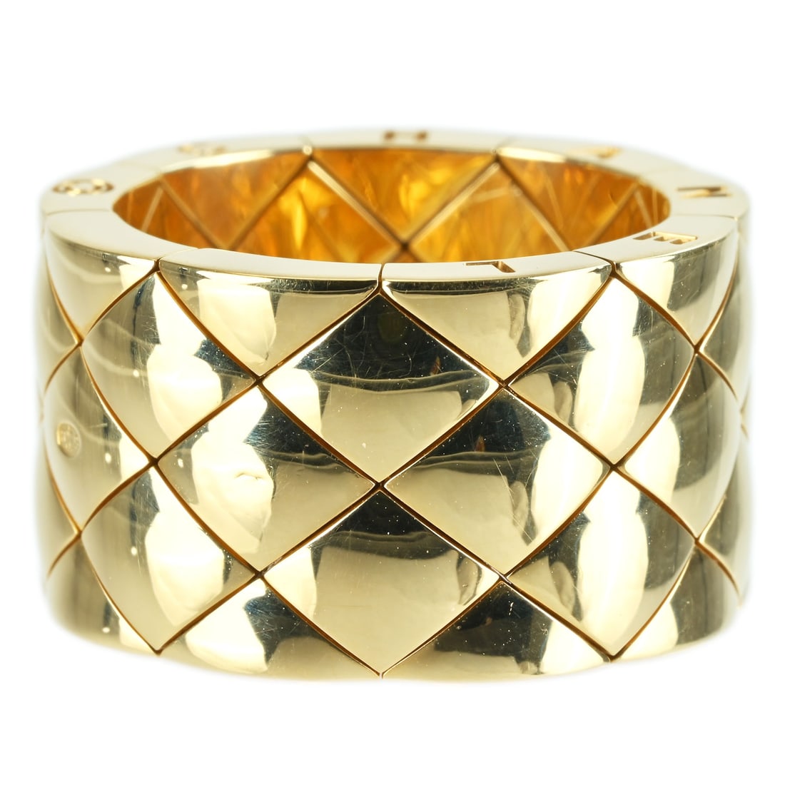 CHANEL K18 Matelasse Quilted Mesh Ring: Brand:CHANEL Type: Ring Material:K18 Model No.: N/A Sizs:7(US) Signed By:HS