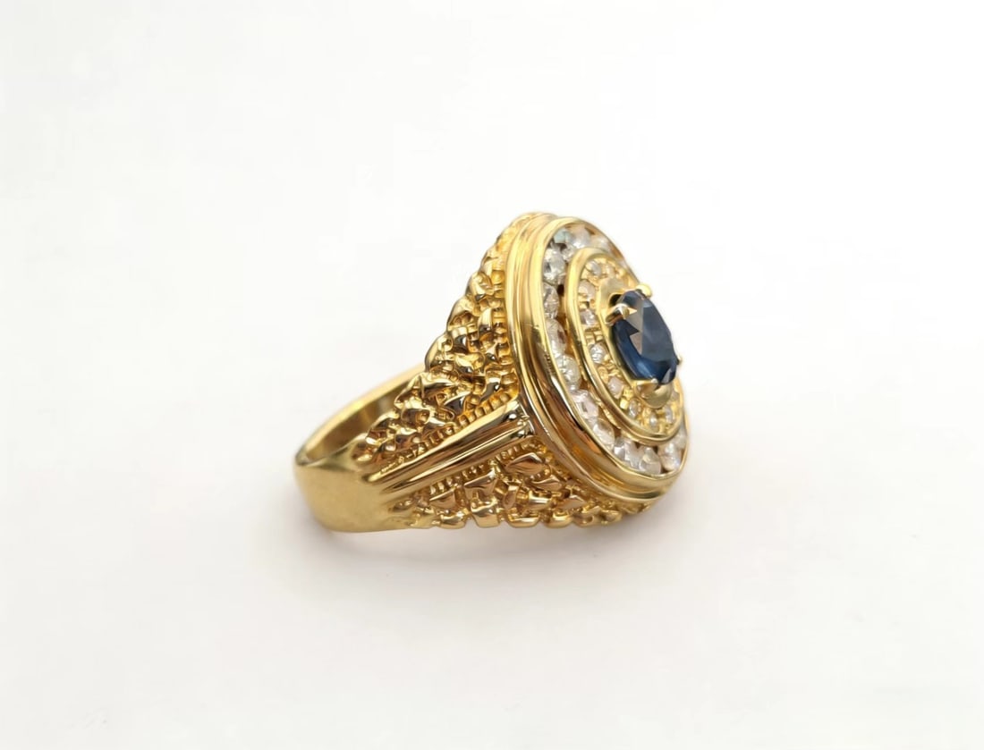 18K Sapphire Diamond Ring - 2