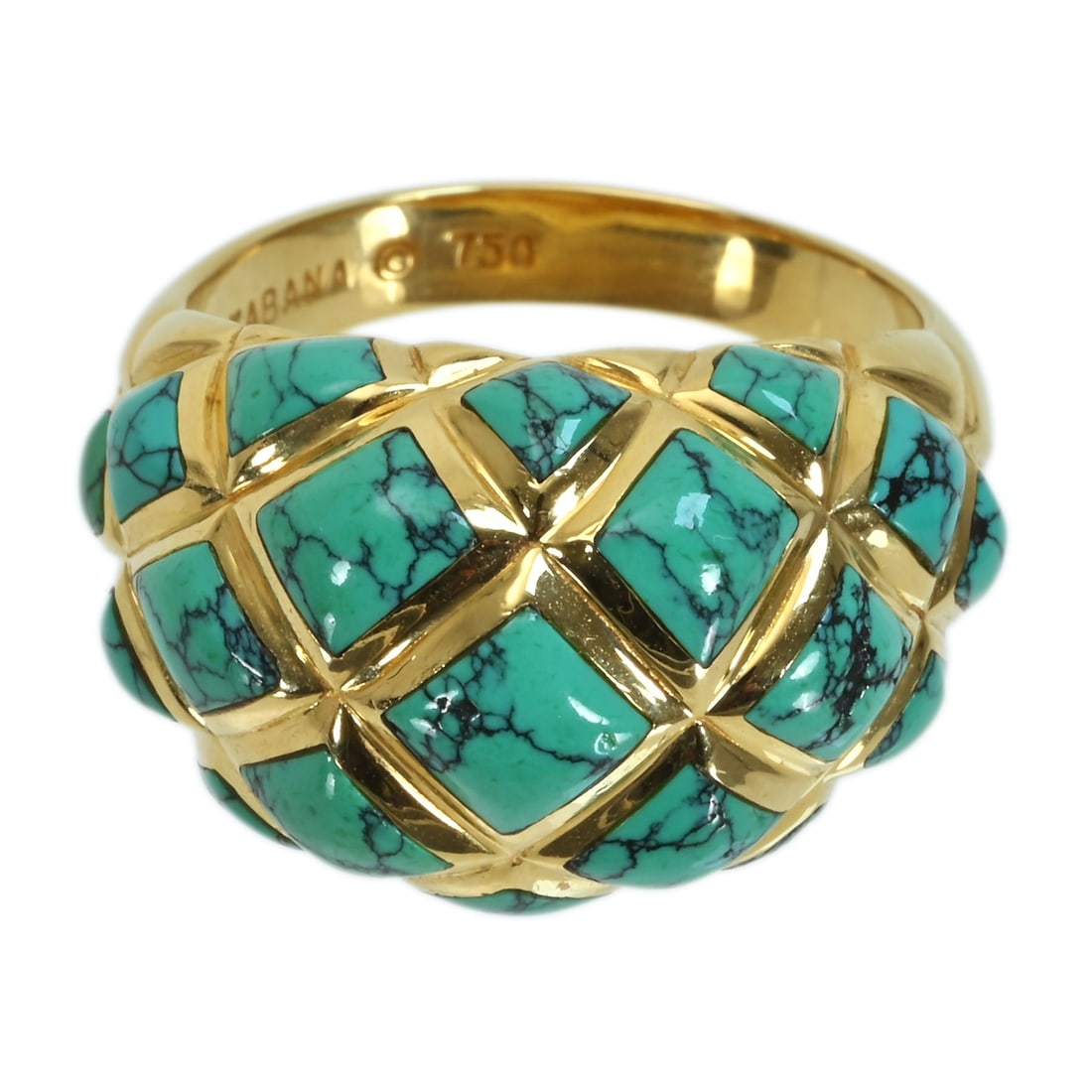 KABANA 18K Turquoise Ring: Type: Ring Metal: 18K Yellow Gold Size: 9.5(US) Signed By: Kabana