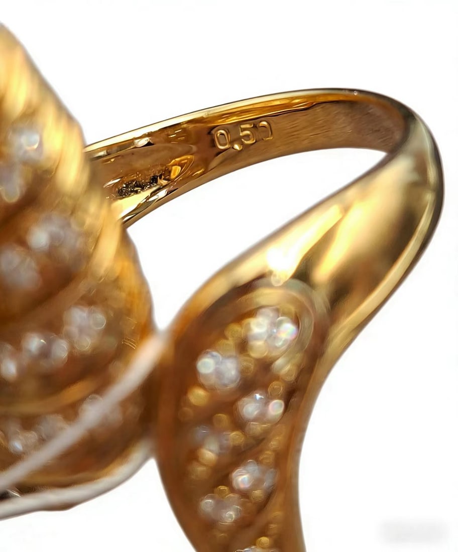 18K Diamond Leaves Ring - 3