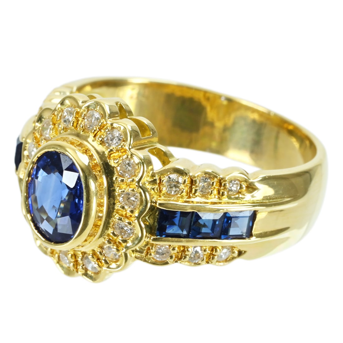 18K Sapphire Diamond Ring - 2