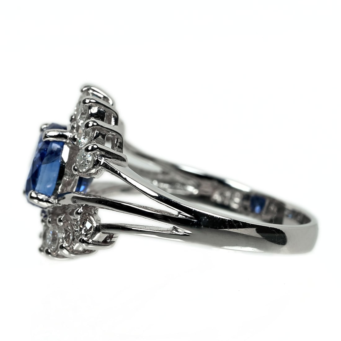18K Sapphire Diamond Ring - 4