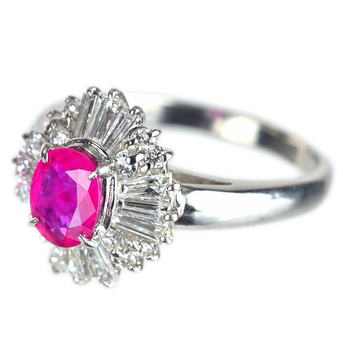 Pt850 Ruby Diamond Ring - 2
