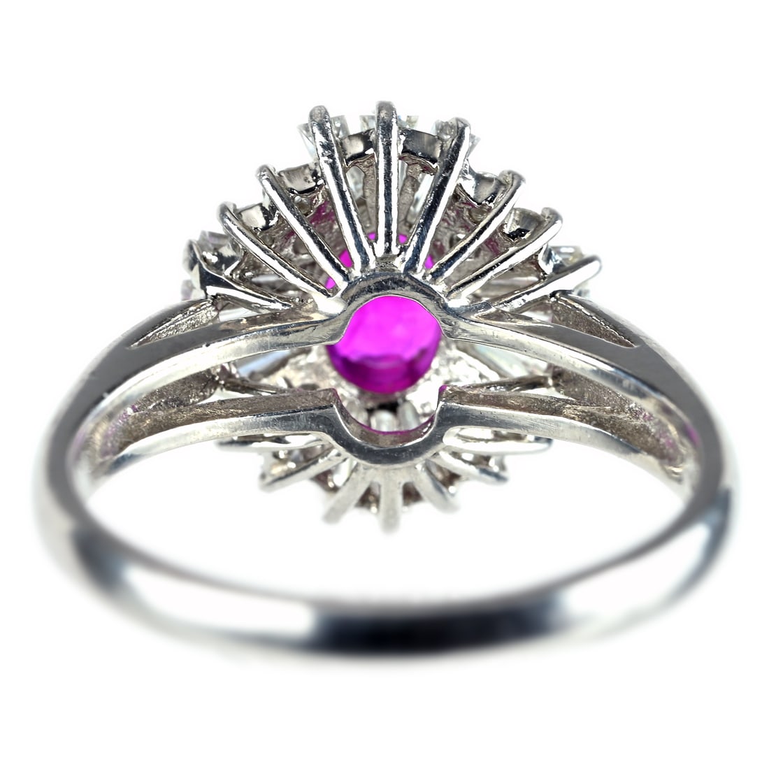 Pt850 Ruby Diamond Ring - 4