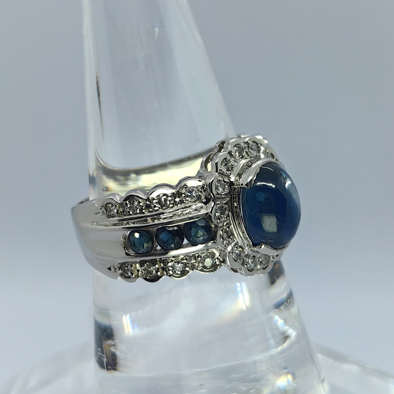 Pt850 Sapphire Diamond Ring - 2