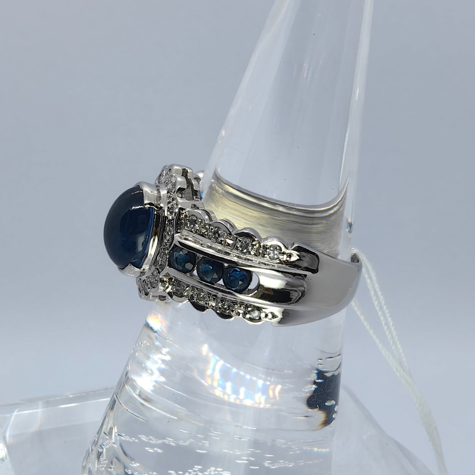 Pt850 Sapphire Diamond Ring - 3