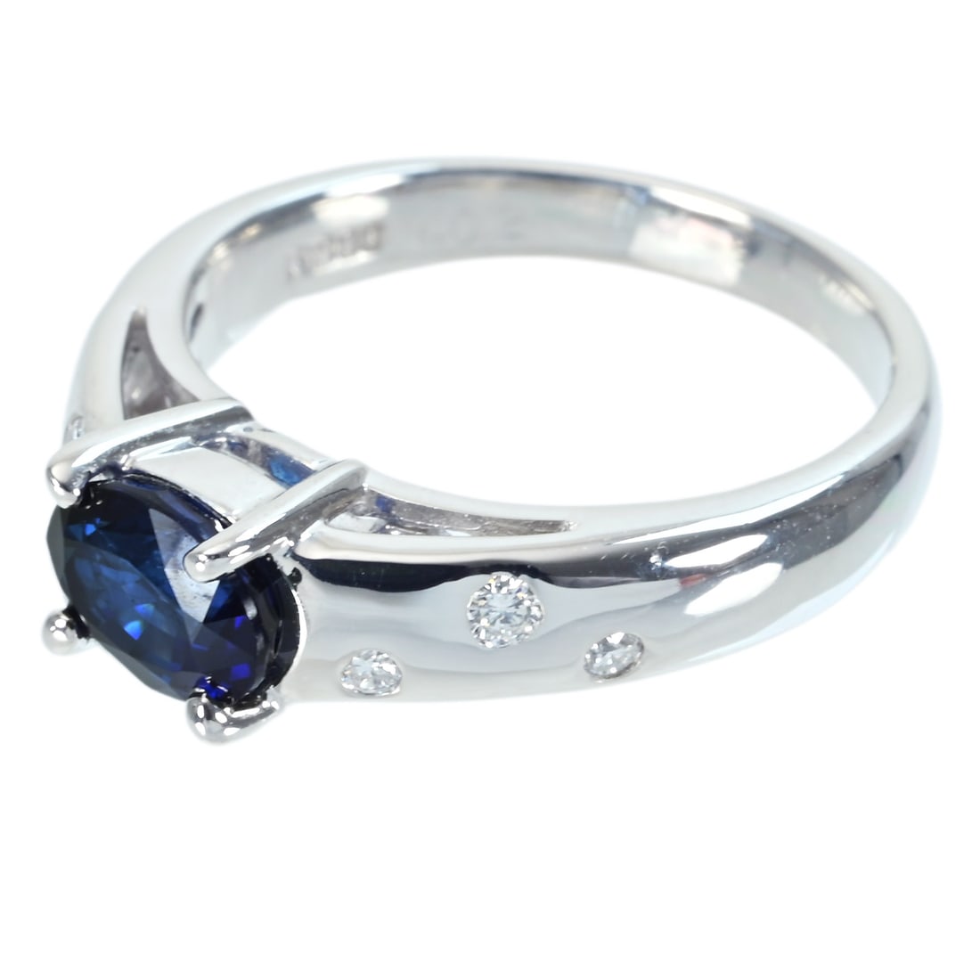 Pt900 Sapphire Diamond Ring - 2
