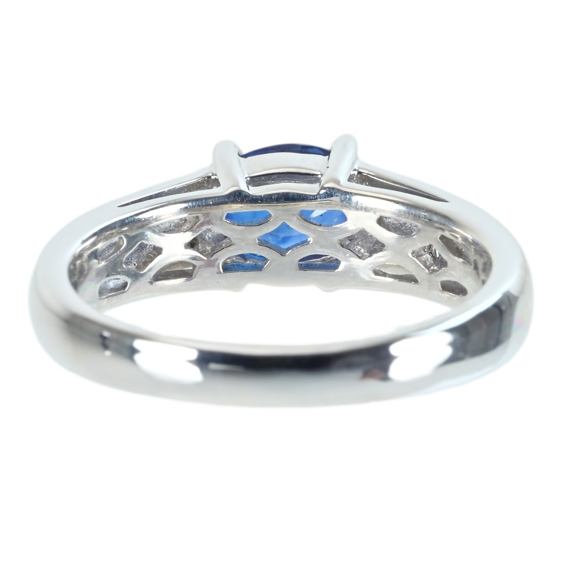 Pt900 Sapphire Diamond Ring - 4
