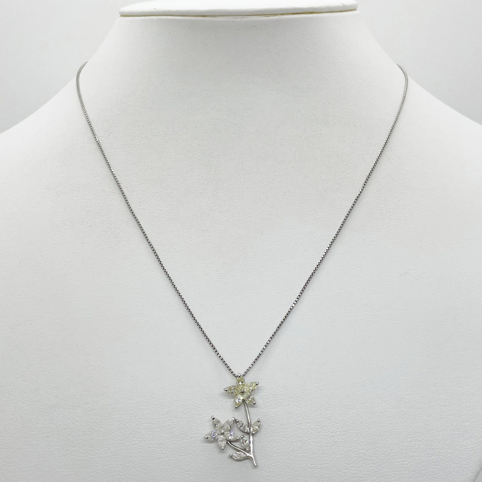 Pt850/Pt900 Diamond Necklace: Type: Necklace Metal:Platinum Diamond:1.23ct Size:46cm Signed By: N/A