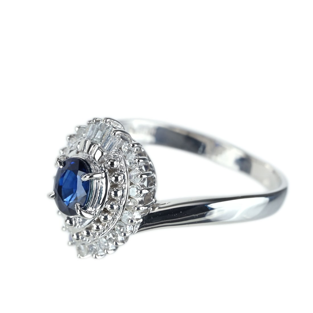 Pt900 Sapphire Diamond Ring - 2