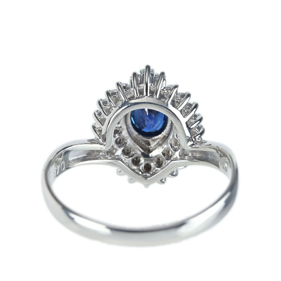 Pt900 Sapphire Diamond Ring - 4