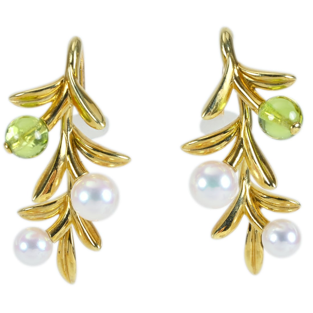 MIKIMOTO 4.0-5.5mm Akoya Pearl K18 Peridot Earring: Brand:MIKIMOTO Model No.:N/A Sizs:N/A Material:K18 Accessories:N/A