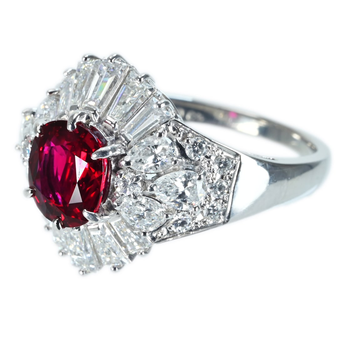 MIKIMOTO Pt900Thai Red Ruby Diamond Ring - 2