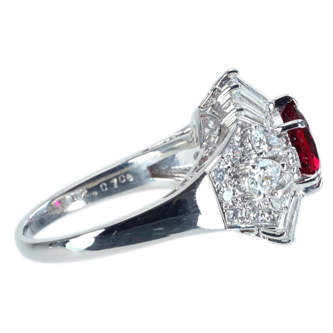 MIKIMOTO Pt900Thai Red Ruby Diamond Ring - 3