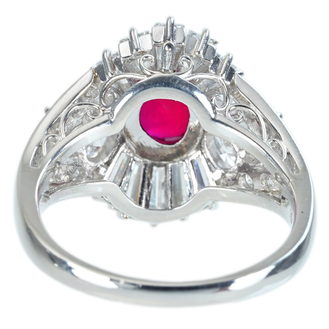 MIKIMOTO Pt900Thai Red Ruby Diamond Ring - 4