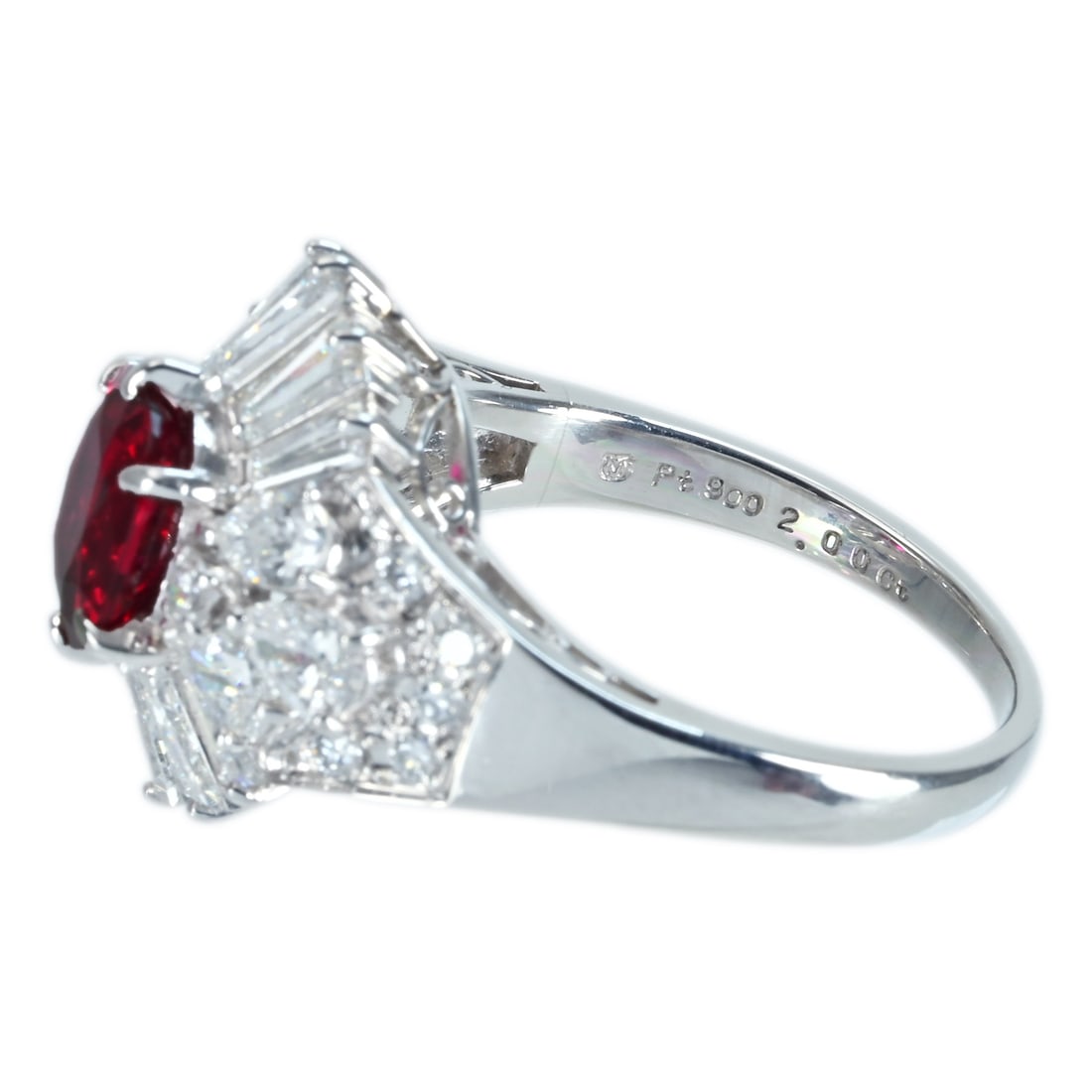 MIKIMOTO Pt900Thai Red Ruby Diamond Ring - 5