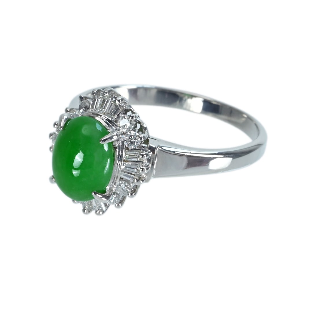 Pt900 Jade Diamond Ring: Type: Ring Metal:Platinum Jade:1.78ct Diamond:0.30ct Size:7(US) Signed By: N/A
