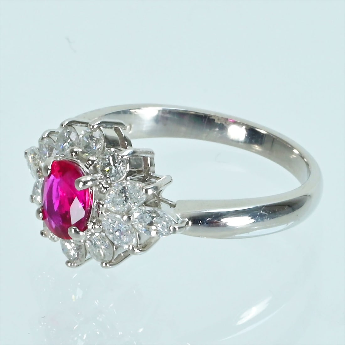 Pt850 Ruby Diamond Ring - 2