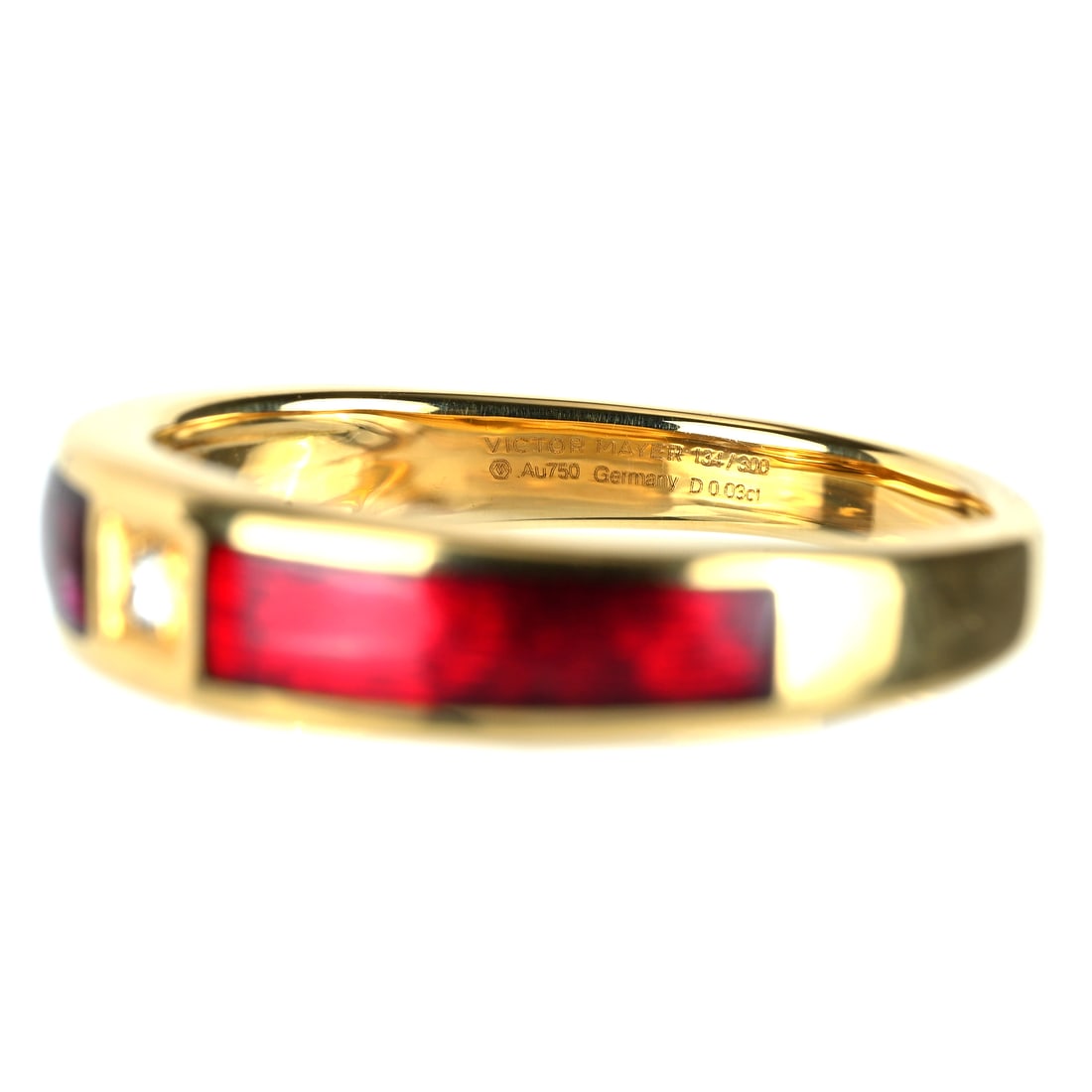 VICTOR MAYER K18 Enamel Diamond Ring: Type: Ring Metal:18K Yellow Gold Diamond:0.03ct Size:8(US) Signed By: N/A