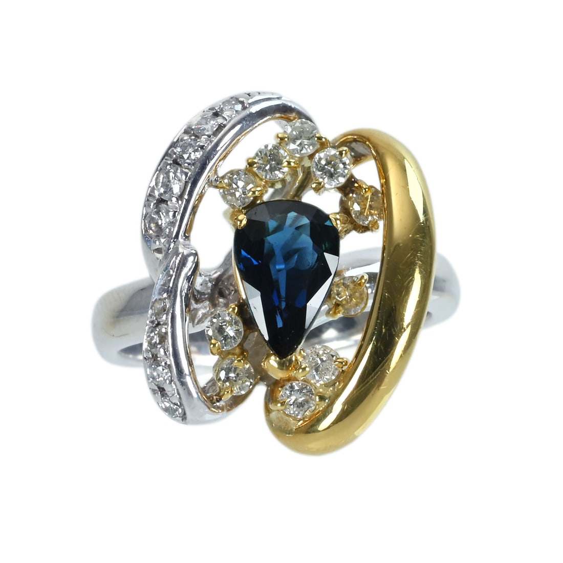 K18 Sapphire Diamond Ring: Type: Ring Metal:18K Yellow /White Gold Sapphire:0.96ct Diamond:0.45ct Size:5(US) Signed By: N/A
