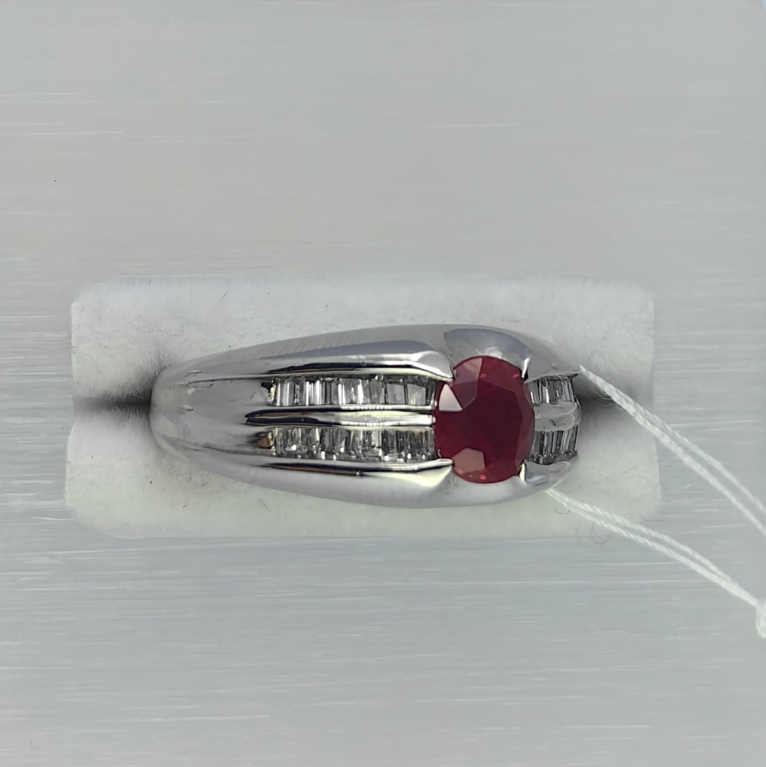 Pt900 Ruby Diamond Ring - 2
