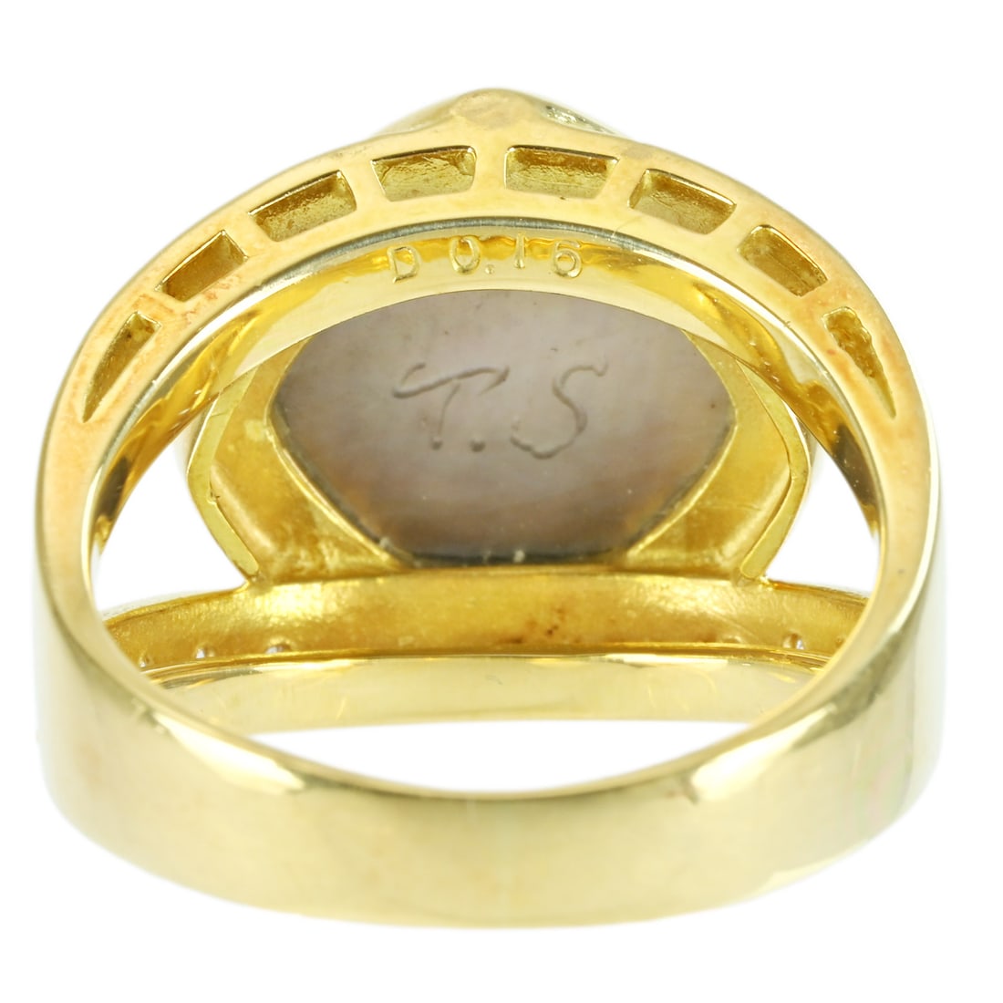 K18 Shell Picwe Diamond Ring: Type: Ring Metal:18K Yellow Gold Daimond:0.16ct Size:6(US) Signed By: T.S