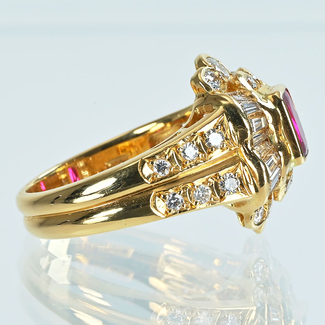 K18 Ruby Diamond Ring - 4