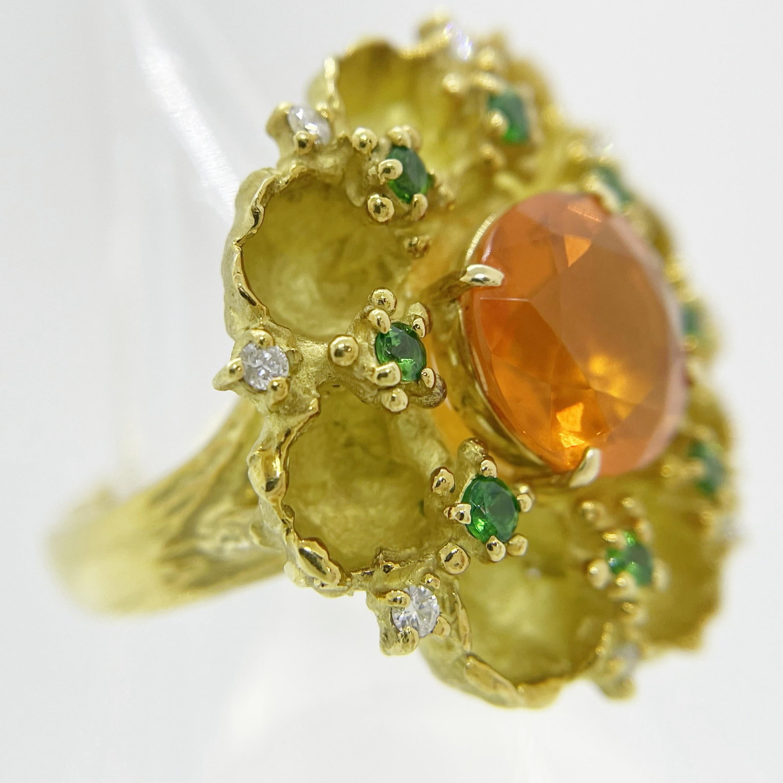 K18 Fire Opal Diamond Ring - 3