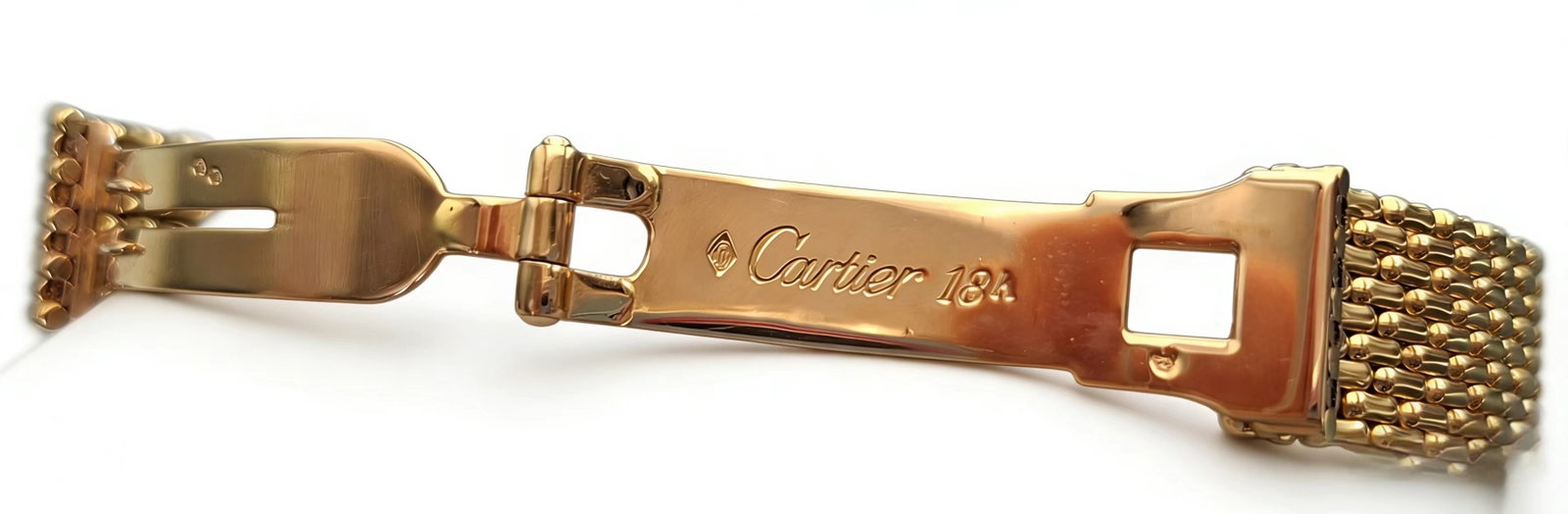 CARTIER 1980yr Tortue Diamond Watch: Type: Watch Model: 12107780 Case Material: 18K Movement: Quartz Band Material: 18K Dial Color: Yellow Case Size: 22.5mm*25.4mm Wrist Size: 23cm