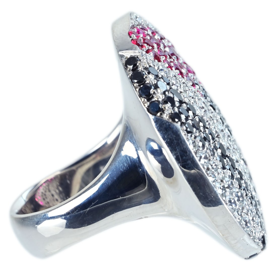 K18WG SPINEL DIAMOND RING: Type:RING Item Name:K18WG SPINEL DIAMOND RING Diamond:1.934ct SPINEL:1.12ct Black Diamond:0.673ct Size:6.75(US) Accessories:N/A