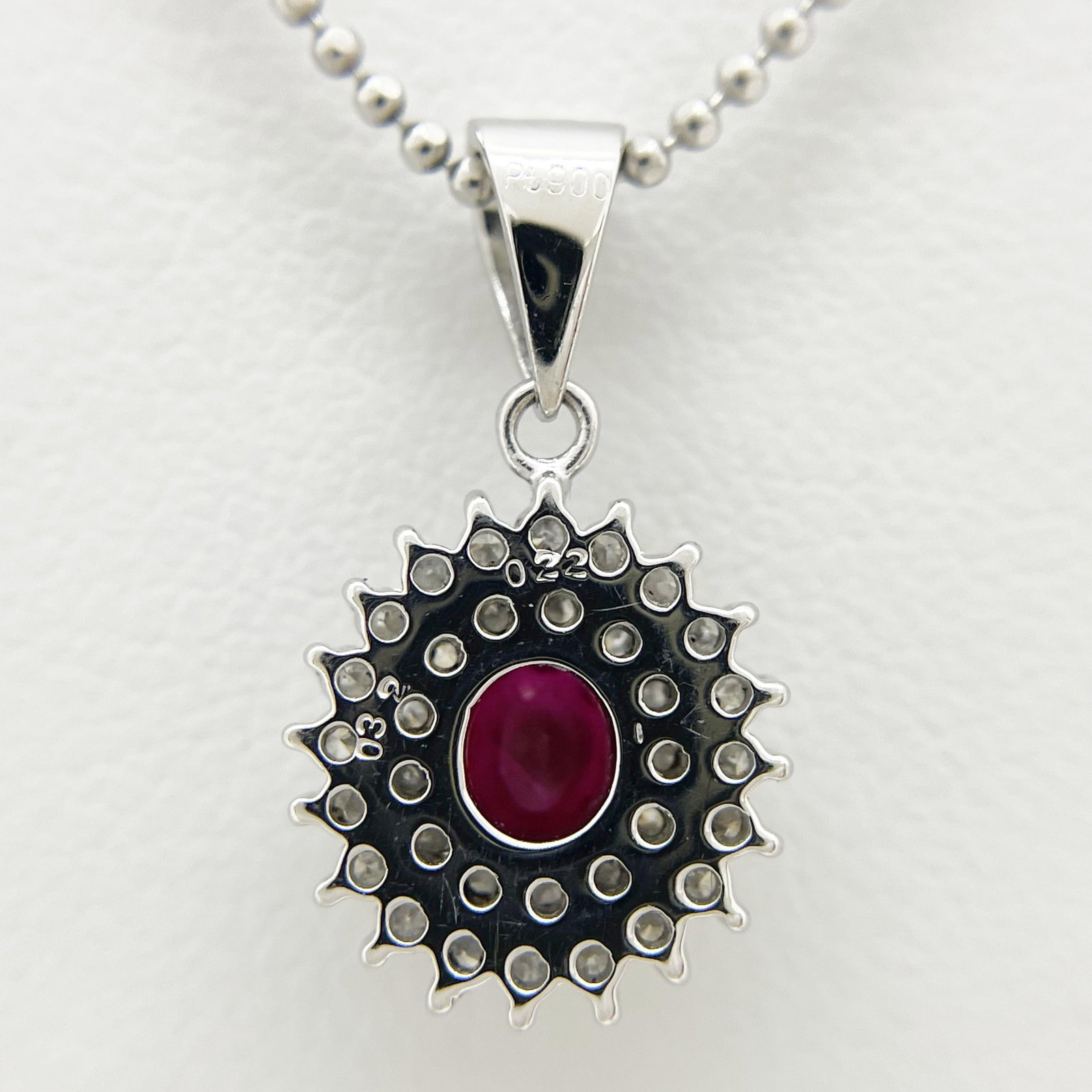Pt900/Pt850 Ruby Diamond Necklace - 4