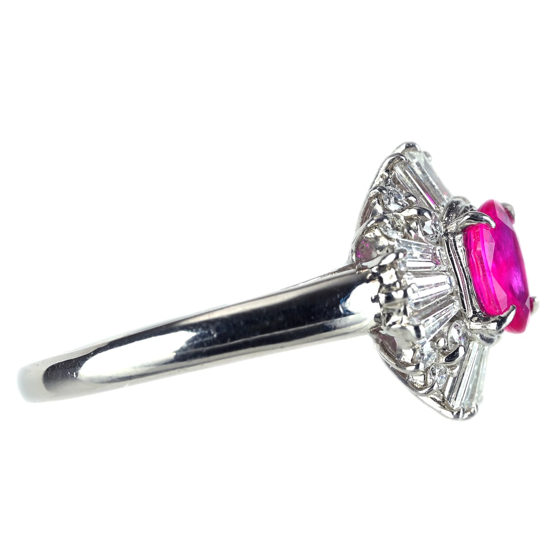 Pt850 Ruby Diamond Ring - 2