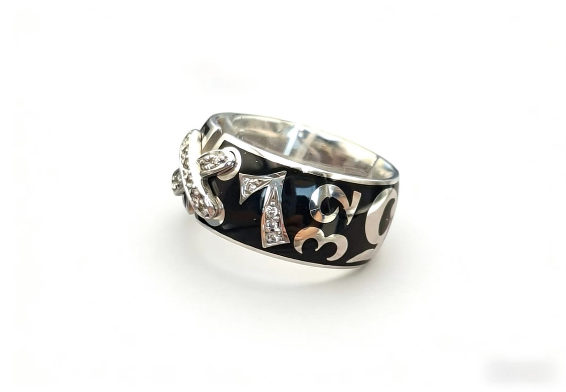 18K Diamond Enamel Ring - 3