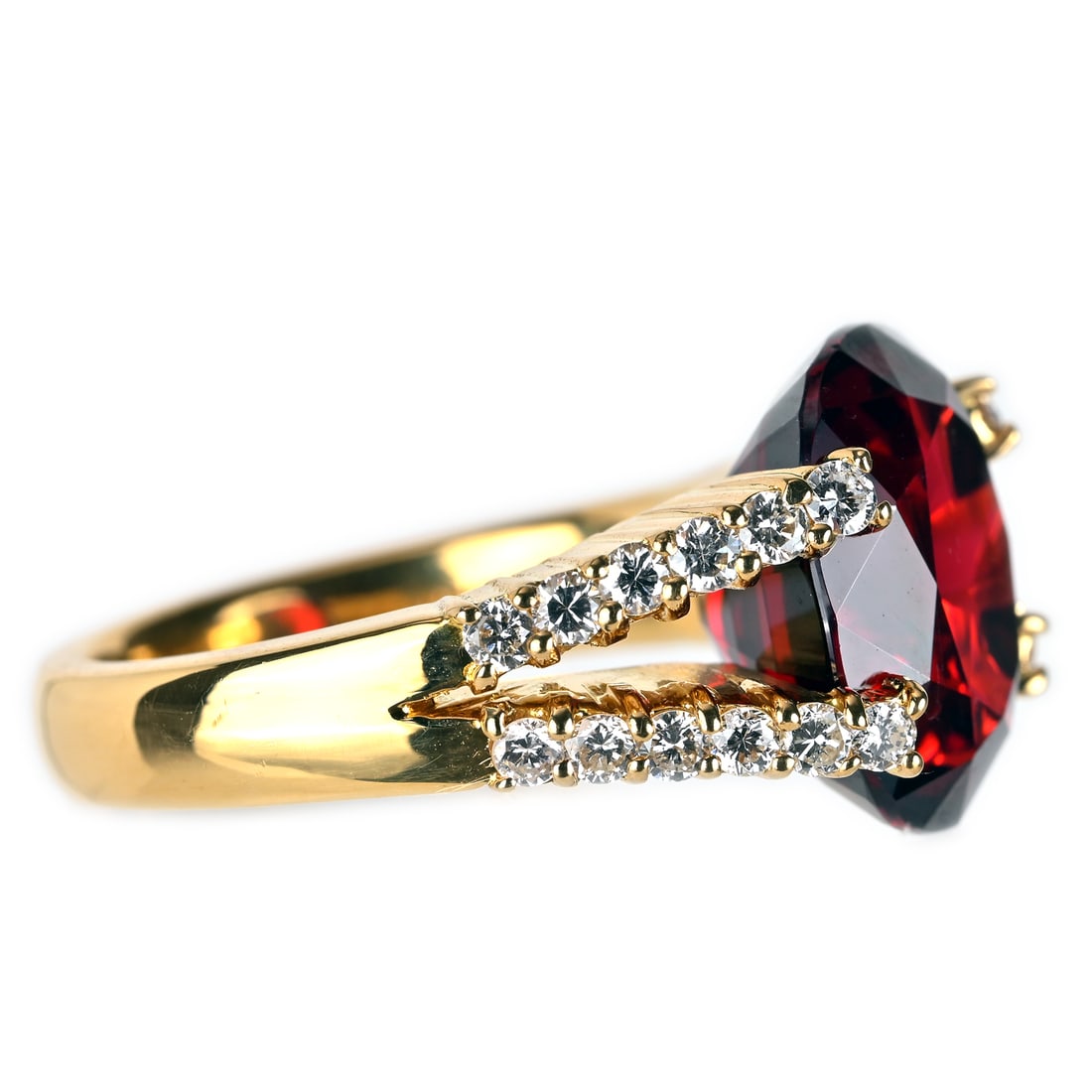 K18 Garnet Diamond Ring - 3