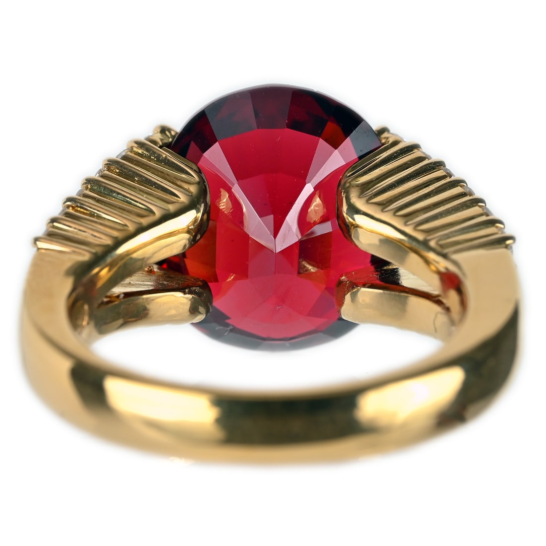 K18 Garnet Diamond Ring - 4