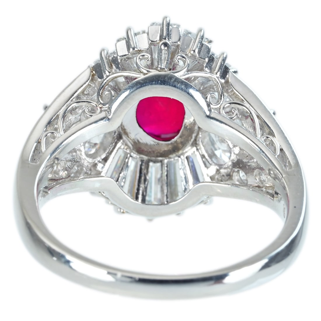 MIKIMOTO Pt900Thai Red Ruby Diamond Ring - 3