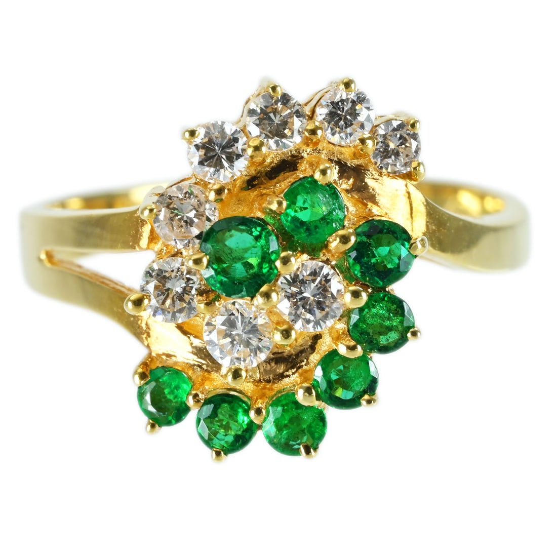K18YG EMERALD DIAMOND RING: Type:RING Metal:18K Size:6(US) Accessories:N/A